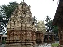 Typical Vijayanagara style dravida shikhara (south Indian style tower over shrine) at the Someshvara temple at Kolar (14th century)
