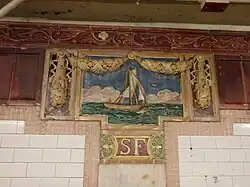One of the many boat mosaics within the station