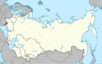 Location of Moldavia (red) within the Soviet Union between 1956 and 1991