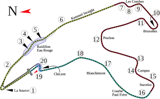 Layout of the Spa-Francorchamps circuit
