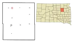 Location in Spink County and the state of South Dakota