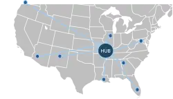 Example of a hub-and-spoke airline network