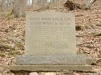 Marker at Boone's original burial site.