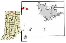 Location of New Carlisle in St. Joseph County, Indiana.