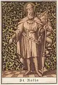 Lithograph of St. Rasso of Andechs.