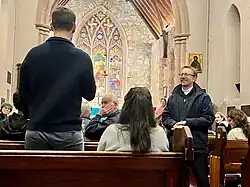 Nave of St John the Baptist Anglican church with Rev. David McLennon.