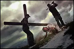 Jesus Falls the Third Time, a photographic performance by Łukasz Jankowski-Wojtczak, 2011