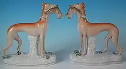 Pair of Whippets and Hares figures, circa 1860.