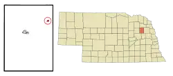 Location of Pilger within Stanton County and Nebraska