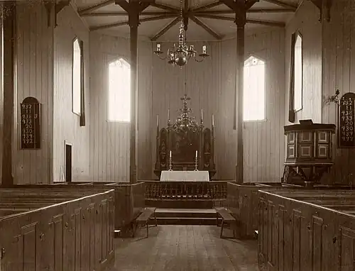 Interior view of the 2nd church (c. 1930)
