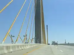 Driving on the bridge, near the peak
