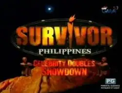 The show title is displayed on the center of the image. The texts "Celebrity Doubles Showdown" are written below the show title. The logo of GMA Network is displayed on the upper right side of the image.