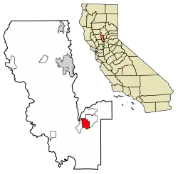Location of East Nicolaus in Sutter County, California.