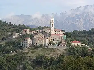 The church and surrounding buildings, in Soveria