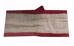 Theresienstadt detainee Else Waldmann's armband for use during assignment to forced labor in a factory outside the camp
