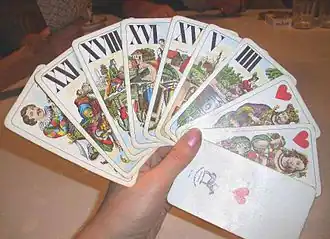 Austrian-style 54-card Tarock hand.