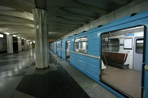 Image 53A train in a Tashkent Metro station (from Tashkent Metro)