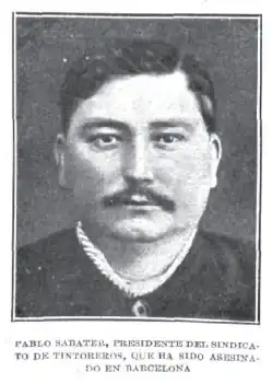 Portrait photograph of Pau Sabater, wearing a moustache and a dark jacket