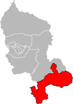 Situation of the canton of Delle in the department of Territoire de Belfort