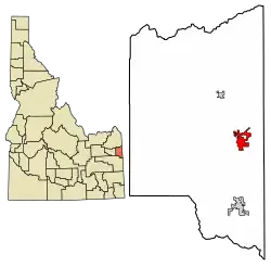 Location of Driggs in Teton County, Idaho