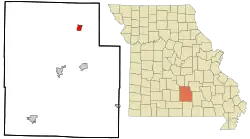 Location in Texas County and the state of Missouri.