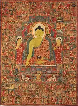 Thangka of Buddha with the One Hundred Jataka Tales, Tibet, 13th–14th century