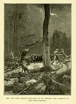 Tolkien based his battle with the wargs on the werewolf fight in Samuel Rutherford Crockett's 1899 The Black Douglas.[12]