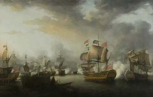 The Close of the Battle of the Saintes by Nicholas Pocock, 1782