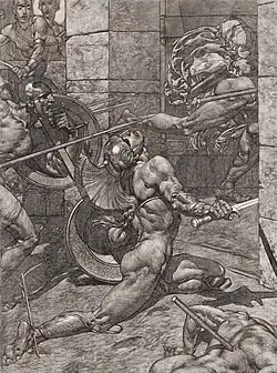 The dying Achilles, with an arrow through his heel