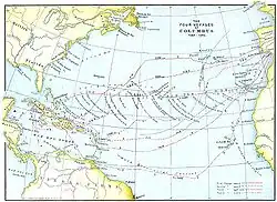 Navigation of Columbus' four voyages to America, 1492–1504.