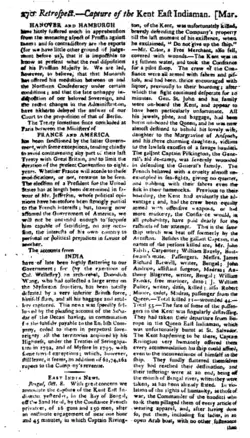 Account of the capture of Kent in The Gentleman's Magazine, October 1800.