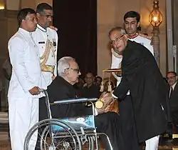 S. H. Raza receiving Padma Vibhushan Award