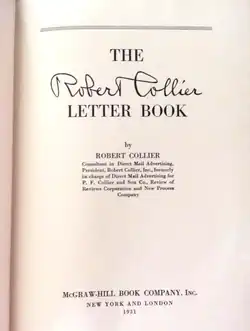 The first page of the first edition of the Robert Collier Letter Book, published by the McGraw-Hill Book Company in 1931.