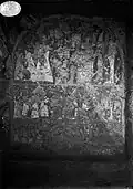Decorated west wall of the burial chapel chamber of TT7, the tomb of Ramose, 1905-1914. Archivio fotografico Museo Egizio, Turin.
