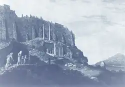 Etching of monument as it appeared in the 18th century.