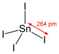 Structure and dimensions of the tin(IV) iodide molecule