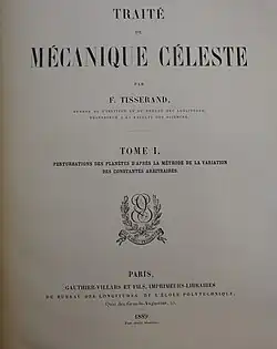 Title page to volume I of Traité de Mécanique Céleste (1889)