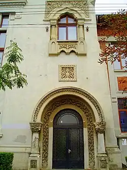 Façade of the Boys' High School of Câmpina.