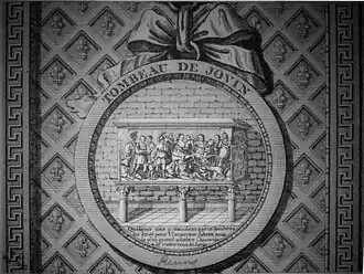 The tomb of Jovinus as it was presented in the old church of Saint-Nicaise in Reims, gravure (1878), Reims, Carnegie library (Reims)