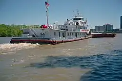 Towboat Martha Mac upbound in Portland Canal on Ohio River (2 of 2), Louisville, Kentucky, USA, 1999