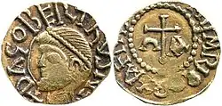 Tremissis of a Frankish king Dagobert I (c. 603–639 AD)