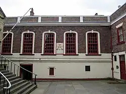 South side of the main court yard: the Banqueting Hall (rebuilt 1721) and Board Room (rebuilt 1791)