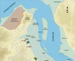Map of tsunami flooding in Constitución after the 2010 earthquake