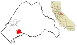 Location in Tuolumne County and the state of California