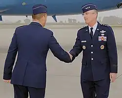 Lieutenant General Selva greeted Colonel James C. Vechery upon arriving at Travis Air Force Base, California during Selva tenure as assistant to the chairman of the Joint Chiefs of Staff on 11 January 2010