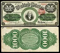 $1,000 Legal Tender note, Series 1862–63, Fr.186e, depicting Robert Morris.