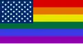 American flag in Gay Pride colors