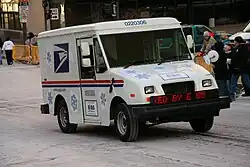 USPS truck with LED sign advertising E85