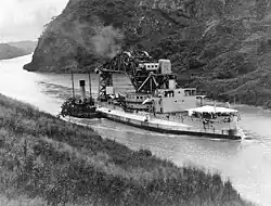 Kearsarge with a large crane on her deck