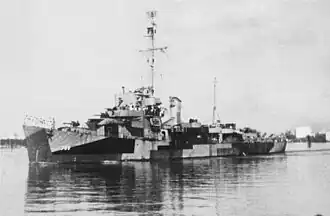 USS Varian (DE-798), while operating out of Miami, Florida, summer 1945.